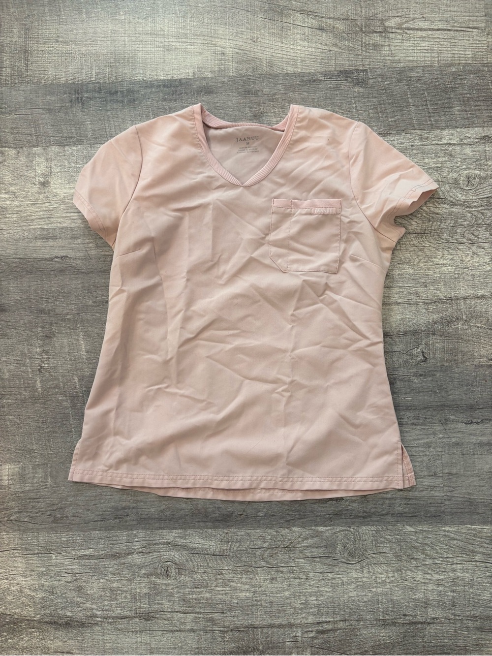 Figs Light Pink V-Neck Short Sleeve Top And Pants